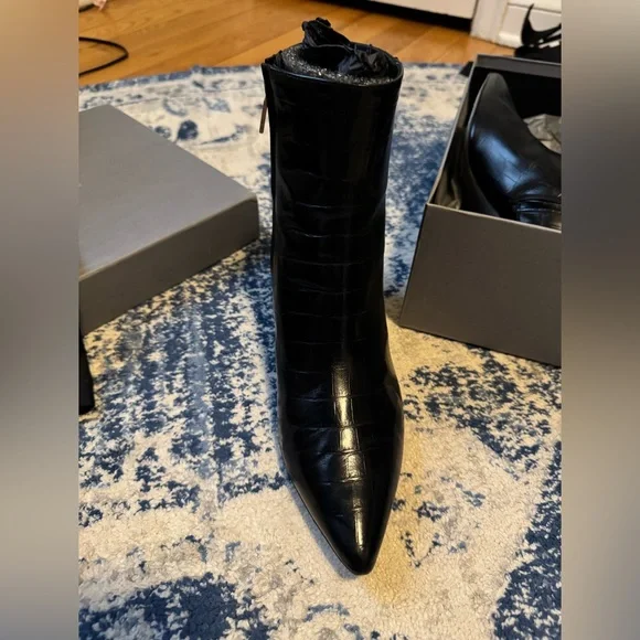 Thursday Boot Company Luna Black Croc-Embossed Ankle Boots - Picture 6 of 6